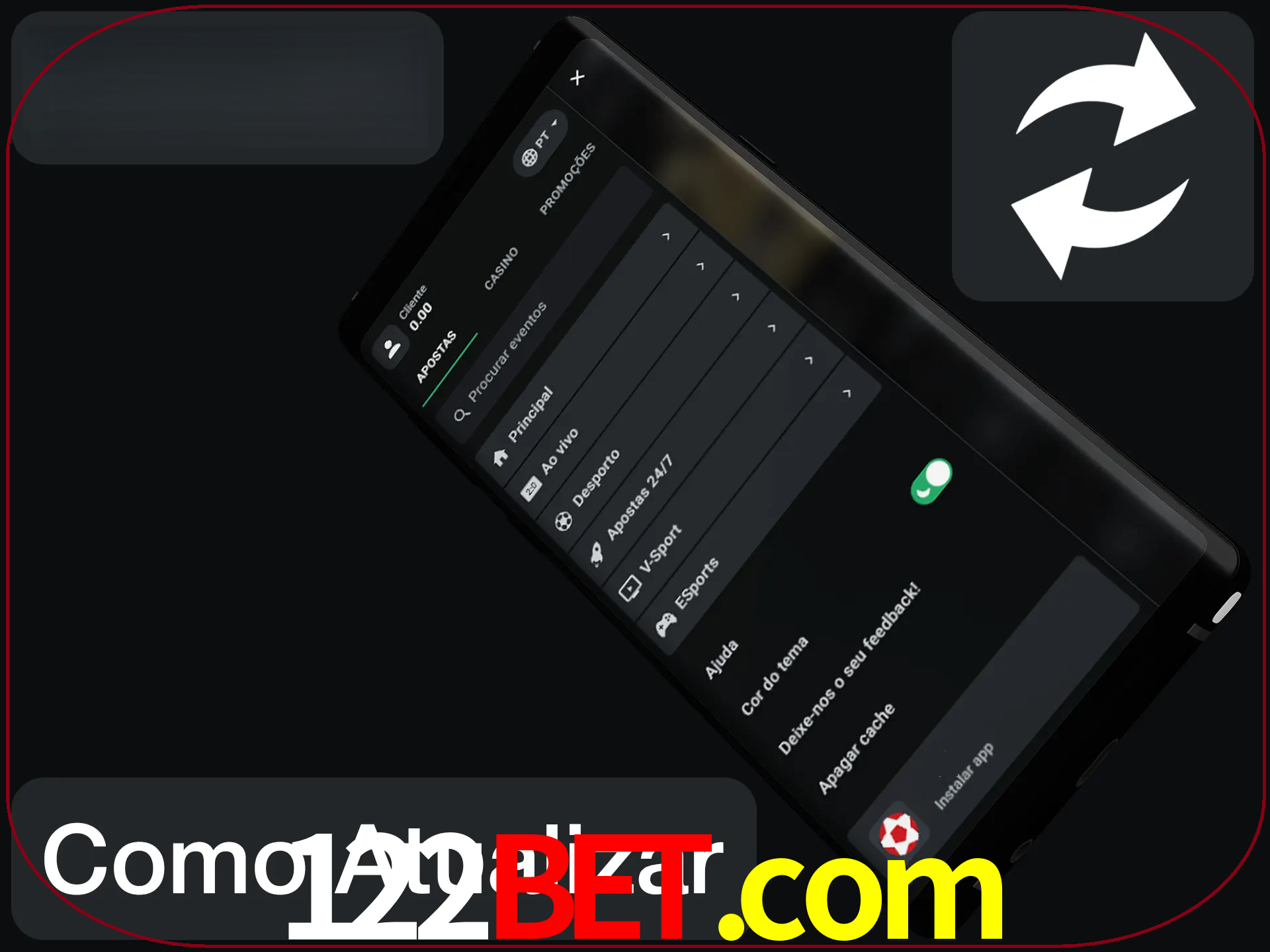 O aplicativo é atualizado automaticamente quando você faz o login.